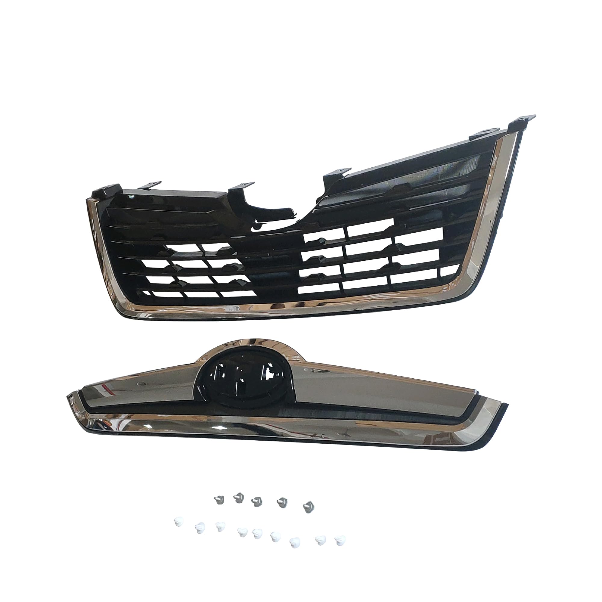 Amazon.com: PartsFlow Chrome Trim Front Upper Grill Glossy Black